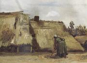 Vincent Van Gogh Cottage with Woman Digging (nn04) oil on canvas